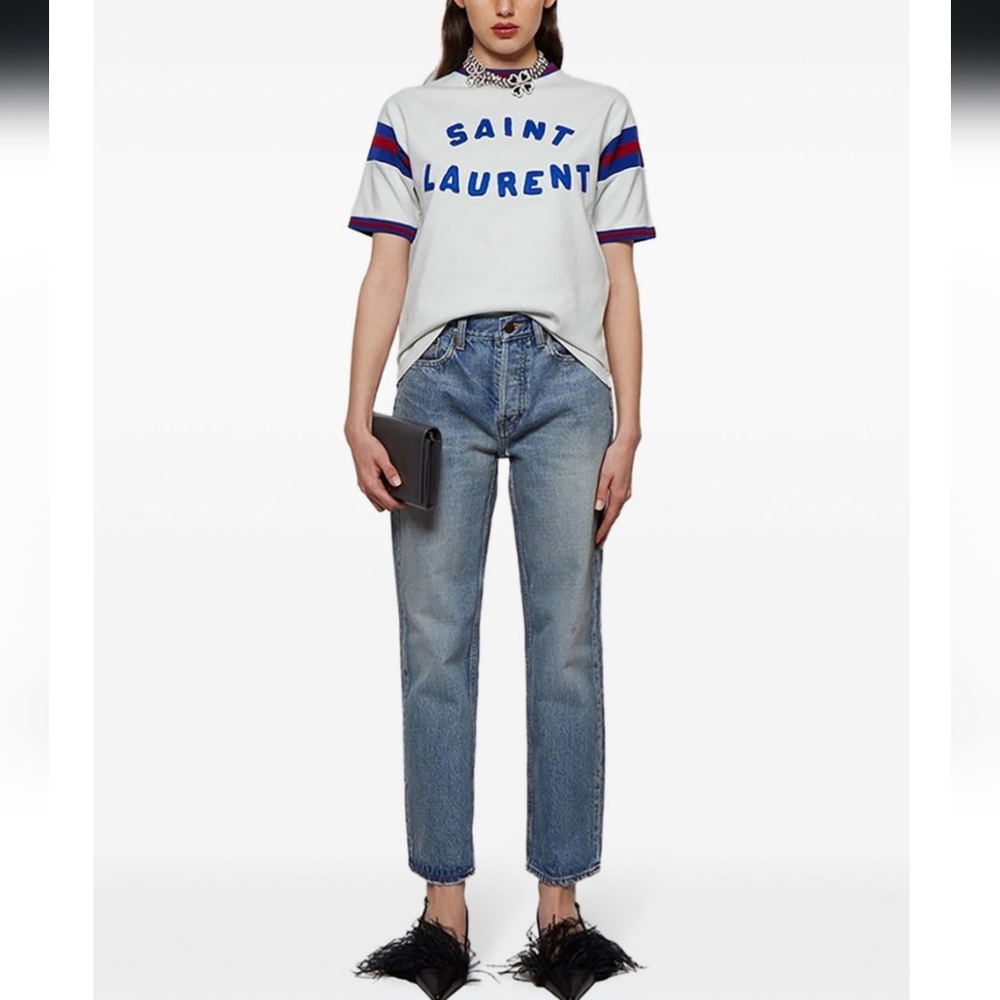 Saint Laurent light blue washed cropped jeans. New w/tags. Size 29